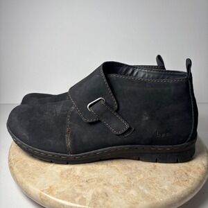 b.o.c. Born Concept Kington Ankle Boots 9M Black Suede Strap Comfort Booties